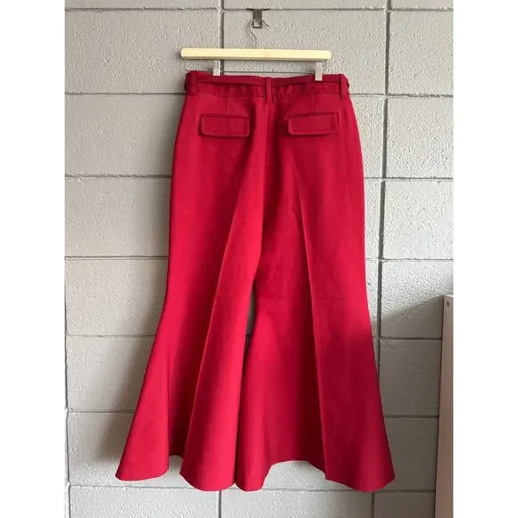 Women's Zimmerman Cropped Wool-Blend High Rise Flared Pants in Crimson size 3 - Picture 6 of 6